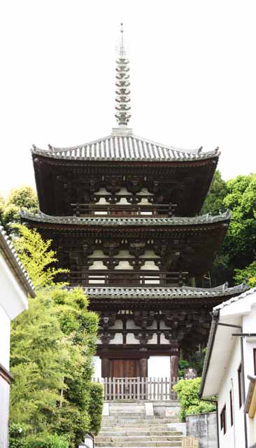 photo, la matire, libre, amnage, dcrivez, photo de la rserve,Trois plis de tours de temple Taima, Bouddhisme, Btiment japonais, tour triple, Architecture du Bouddhisme