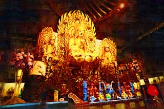 illust,tela,gratis,paisaje,fotografa,idea,pintura,Lpiz de color,dibujo,Un Ryuge masivo templo imagen Buddhist, Buddhism, Comida china, Gold, Idea Buddhist
