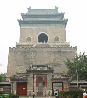 fotografia, material, livra, ajardine, imagine, proveja fotografia,Uma torre de sino de Beijing, torre de sino, Keijo, O sinal de tempo,  construdo de tijolo