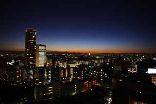 photo,material,free,landscape,picture,stock photo,Creative Commons,Dusk of Tokyo, night view, building, Illumination, Mt. Fuji