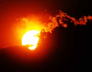 photo,material,free,landscape,picture,stock photo,Creative Commons,Mt. Fuji of the destruction by fire, Setting sun, Mt. Fuji, Red, cloud