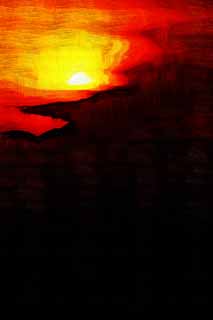 illust,tela,gratis,paisaje,fotografa,idea,pintura,Lpiz de color,dibujo,Monte. Fuji del anochecer, Sol poniente, Monte. Fuji, Rojo, Nube