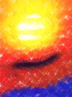 illust,tela,gratis,paisaje,fotografa,idea,pintura,Lpiz de color,dibujo,Sol poniente, Sol poniente, El sol, Rojo, Nube