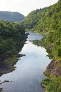 photo,material,free,landscape,picture,stock photo,Creative Commons,Sorachi river, rock, virgin forest, Stratum, flow