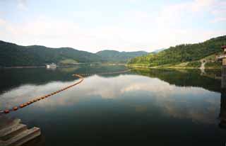 fotografia, material, livra, ajardine, imagine, proveja fotografia,Uma represa de aldeia de cachoeira, lago artificial, floresta de virgem, Gerao de poder hidrulica, Quietude