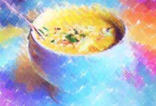 illust, matire, libre, paysage, image, le tableau, crayon de la couleur, colorie, en tirant,Soupe de poissons de palourde, Soupe, pot, crustacs, Crme