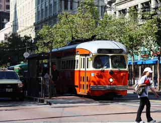 fotografia, materiale, libero il panorama, dipinga, fotografia di scorta,Un tram, Io sono cinabro rosso, tram, albero della strada, pista