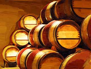 illustration,material,free,landscape,picture,painting,color pencil,crayon,drawing,A wine barrel, barrel, The brewing, Napa Valley, California wine