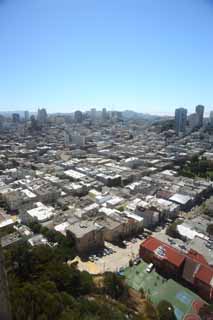 fotografia, materiale, libero il panorama, dipinga, fotografia di scorta,Il mare di San Francisco, edificio a molti piani, Il centro, area residenziale, pendio