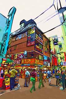 illustration,material,free,landscape,picture,painting,color pencil,crayon,drawing,Akihabara, Sprout; system, geek, pop culture, Akiba