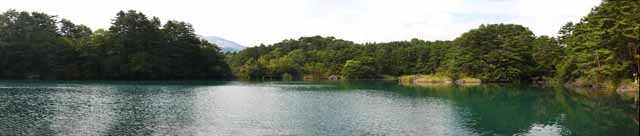 photo,material,free,landscape,picture,stock photo,Creative Commons,Lake Bishamon, forest, pond, Azure blue, Mt. Bandai-san