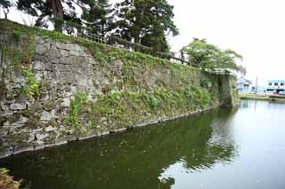 Foto, materieel, vrij, landschap, schilderstuk, bevoorraden foto,Nakomeling Matsushiro moat, Moat, Ishigaki, Kurokawa Kasteel, Ujisato Gamo