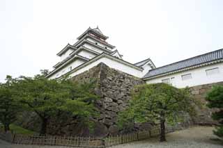 foto,tela,gratis,paisaje,fotografa,idea,La torre de castillo de Matsushiro joven, Foso, Ishigaki, Castillo de Kurokawa, Ujisato Gamo