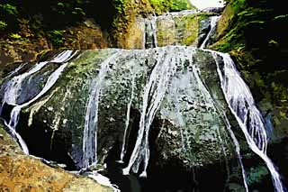 illustration,material,free,landscape,picture,painting,color pencil,crayon,drawing,A waterfall of Fukuroda, westing Buddhist priest, Takikawa, Kuji River, Komon Mito