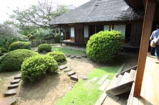 fotografia, materiale, libero il panorama, dipinga, fotografia di scorta,Kairaku-en Garden la pergola di Yoshifumi, Edificio giapponese, giardino, Paglia, Edificio di Giapponese-stile