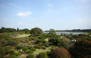 fotografia, materiale, libero il panorama, dipinga, fotografia di scorta,Kairaku-en Garden il giardino, I giapponesi fanno del giardinaggio, Lago Chinami, Nariaki Tokugawa, Facendo del giardinaggio