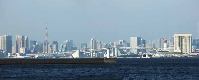 fotografia, material, livra, ajardine, imagine, proveja fotografia,A paisagem de Baa de Tquio, navio de passageiro, porto, edifcio de edifcio alto, Funenokagakukan