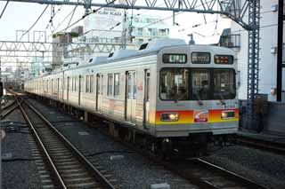 photo,material,free,landscape,picture,stock photo,Creative Commons,Tokyu Oimachi Line, way train, Mizonokuchi, Oimachi Line, An orange