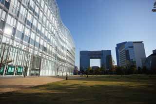 Foto, materieel, vrij, landschap, schilderstuk, bevoorraden foto,Odaiba, Gebouw, Qinghai, Glazen, Grasveld