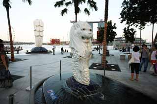 Foto, materieel, vrij, landschap, schilderstuk, bevoorraden foto,Kleine Merlion, Singapure, Merlion parkeren, Mermaid, 