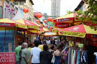 Foto, materieel, vrij, landschap, schilderstuk, bevoorraden foto,Chinatown, Koe rijtuig waterhoudende straat Stad, Parasol, Boodschappend doend, Toeristisch