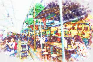 illust,tela,gratis,paisaje,fotografa,idea,pintura,Lpiz de color,dibujo,Chinatown, Mesa, Restaurante, Una galera, Distrito de compras