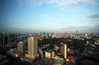 fotografia, materiale, libero il panorama, dipinga, fotografia di scorta,Il lo spuntar del giorno di Singaporean, Grattacieli, Il sole di mattina, Mattina quieta, cielo blu