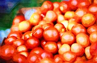 illust, materiell, befreit, Landschaft, Bild, Gemlde, Farbbleistift, Wachsmalstift, Zeichnung,,Eine Tomate, Gemseladen, Tomate, Rot, Gemse