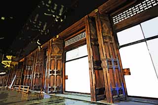 illust, matire, libre, paysage, image, le tableau, crayon de la couleur, colorie, en tirant,Temple Honganji ouest dans lequel l'image du fondateur est installe dans, Honganji, Chaitya, porte, btiment en bois