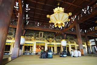 photo, la matire, libre, amnage, dcrivez, photo de la rserve,Temple Honganji ouest dans lequel l'image du fondateur est installe dans, Honganji, Chaitya, Shinran, btiment en bois