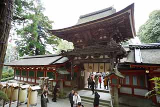 foto,tela,gratis,paisaje,fotografa,idea,Ishigami muy importante puerta de torre del santuario, La crnica japonesa de Japn, Descripcin de historia folklrica, Edificio de madera, Soy pintado de rojo