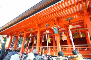 Foto, materiell, befreit, Landschaft, Bild, hat Foto auf Lager,Fushimi-Inari Taisha Shrine Hauptschrein, grtnern Sie Laterne, Ich werde in roten gemalt, Geld, Fuchs