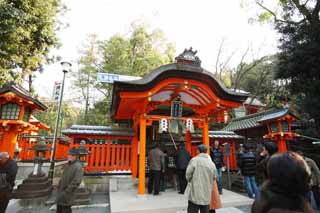 foto,tela,gratis,paisaje,fotografa,idea,Fushimiinari profesional bufn Tamayama Inari compaa, Visita de Ao Nuevo para un santuario sintosta, Soy pintado de rojo, Inari, Zorro