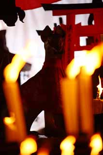 photo,material,free,landscape,picture,stock photo,Creative Commons,Fushimi-Inari Taisha Shrine hawk eagle company, candle, candle, Inari, fox