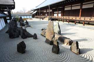 fotografia, materiale, libero il panorama, dipinga, fotografia di scorta,Tempio di Tofuku-ji prete principale recinto anteriore del Hall per cerimonie statali, Chaitya, pietra, Cancello di Cinese-stile, panorama asciutto giardino di giardino giapponese