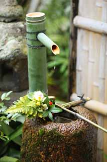 photo,material,free,landscape,picture,stock photo,Creative Commons,Fundain Sesshu temple, Chaitya, ladle, Bamboo, drop