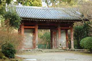 fotografia, materiale, libero il panorama, dipinga, fotografia di scorta,Il cancello di Tempio di Daigo-ji, Chaitya, Io sono dipinto in rosso, etichetta, Festone di paglia scintoista