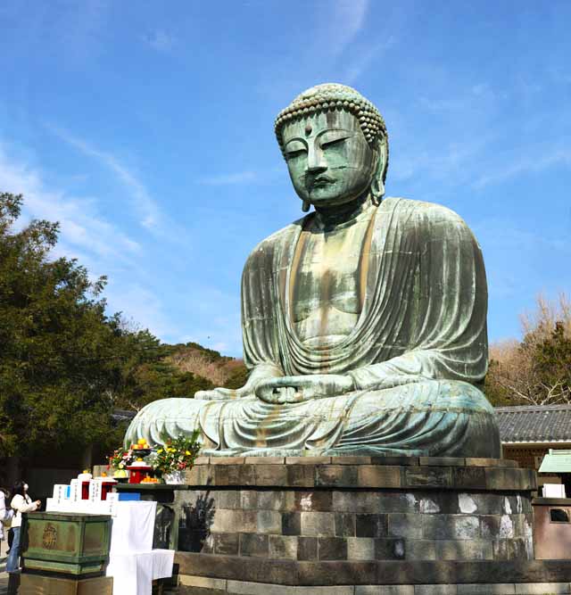 Foto, materieel, vrij, landschap, schilderstuk, bevoorraden foto,Kamakura groot standbeeld van De boeddha, , , Soong trant, Boeddhisme beeldhouwkunst