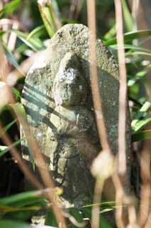 photo, la matire, libre, amnage, dcrivez, photo de la rserve,Temple Hase-dera Ishibotoke, statue de pierre, Grass, Bouddhisme, Chaitya