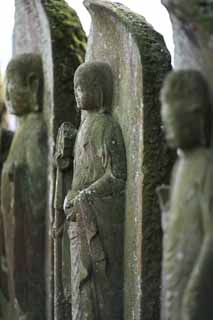 photo,material,free,landscape,picture,stock photo,Creative Commons,Hase-dera Temple Ishibotoke, stone statue, Moss, Buddhism, Chaitya