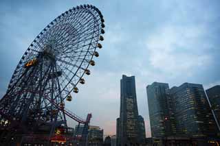 Foto, materieel, vrij, landschap, schilderstuk, bevoorraden foto,Yokohama Minato Mirai 21, Orintatiepunt rijzen, Ferris verrijden, Een attractiepark, Toekomst boetseren stad