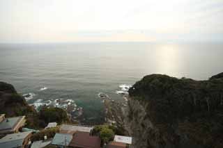 fotografia, materiale, libero il panorama, dipinga, fotografia di scorta,Lo scenario dall'osservatorio di Enoshima, diga, onda, costruendo, Penisola di Miura