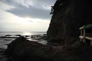 Foto, materiell, befreit, Landschaft, Bild, hat Foto auf Lager,Enoshima Iwaya, felsige Stelle, Strand, Klippe, Hhle