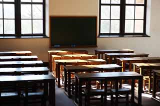 photo,material,free,landscape,picture,stock photo,Creative Commons,Meiji-mura Village Museum St. John cathedral , classroom, desk, Western-style building, Cultural heritage