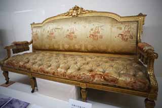 photo,material,free,landscape,picture,stock photo,Creative Commons,Meiji-mura Village Museum Imperial Family sofa, The Imperial Family, The Emperor, Western-style furniture, Cultural heritage