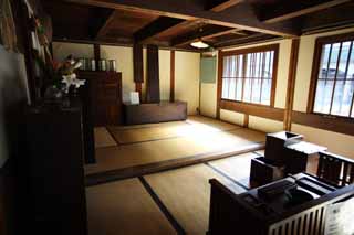 Foto, materiell, befreit, Landschaft, Bild, hat Foto auf Lager,Eine Person des Meiji-mura Village Museum Ostkiefernhaus, das Bauen vom Meiji, tatami verfilzt, Traditionsarchitektur, Japanisch-Stilgebude