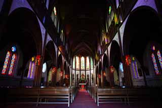 photo,material,free,landscape,picture,stock photo,Creative Commons,Meiji-mura Village Museum St. Xavier Lord of Heaven temple, Stained glass, The Westernization, Western-style building, Cultural heritage