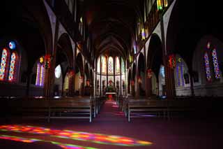 photo,material,free,landscape,picture,stock photo,Creative Commons,Meiji-mura Village Museum St. Xavier Lord of Heaven temple, Stained glass, The Westernization, Western-style building, Cultural heritage