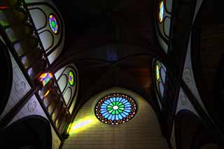 photo,material,free,landscape,picture,stock photo,Creative Commons,Meiji-mura Village Museum St. Xavier Lord of Heaven temple, Stained glass, The Westernization, Western-style building, Cultural heritage