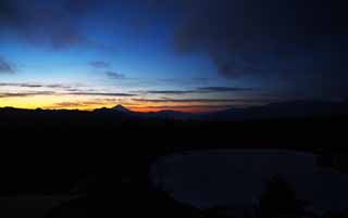 photo,material,free,landscape,picture,stock photo,Creative Commons,The morning of Mt. Fuji, Mt. Fuji, The morning glow, cloud, color